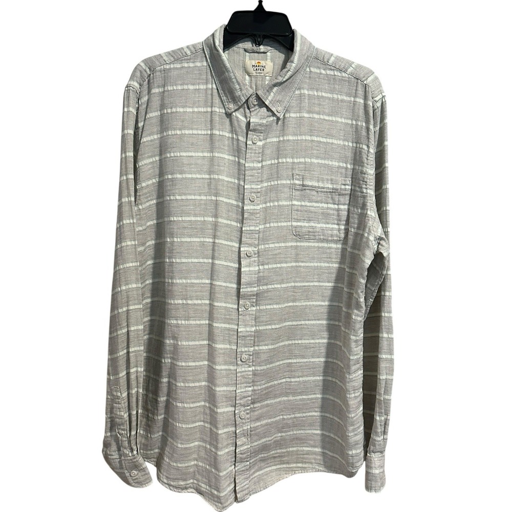 Marine Layer Shirt Men's XL Gauzy Cotton Long Sleeve Button Down Stripe #Q7-6‎
